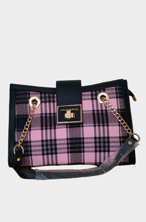 Belladonna Khaki Pink Checkered Shoulder Bag